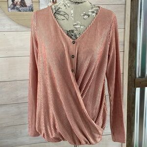 BLU Pepper Orange Striped Top XS